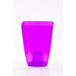 Кашпо пластмассовое Орхидея 13 квадрат фиолетовый прозрачный 0300T-T04