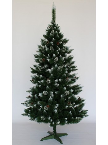 Ель искусственная Сосна с белыми кончиками и шишками 220 см