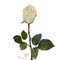 Цветок искусственный Роза ветка 65 см, прорезиненная белый