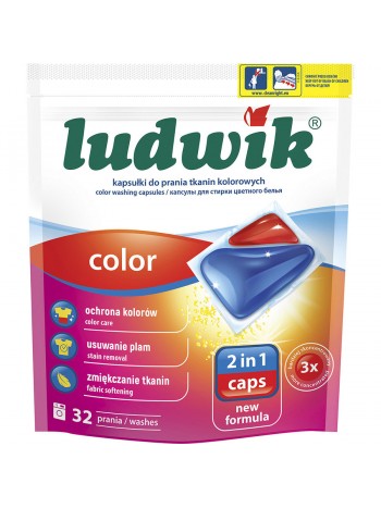 Капсулы для стирки цветных тканей COLOUR 2 in 1 caps "Ludwik" 32шт