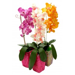 Орхидея искусственная в горшке декорированном БФ90016