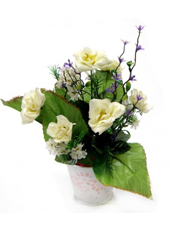 Композиция "Розы садовые в ведерке" БФ10063 Композиция "Розы садовые в ведерке" БФ10063