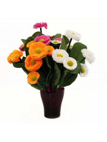 Маргаритка букет искусственный, Микс, 25 см.