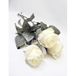 Цветок искусственная Роза в бутоне заснеженная №502