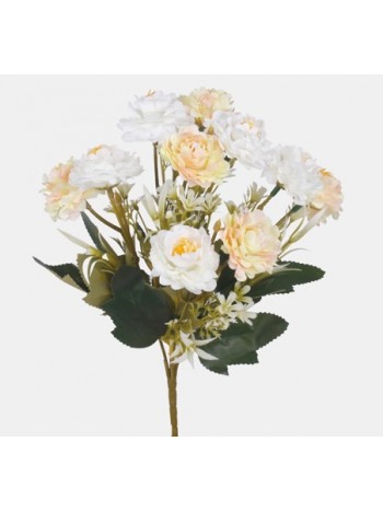 Роза букет искусственный бело-кремовый х5 28 см