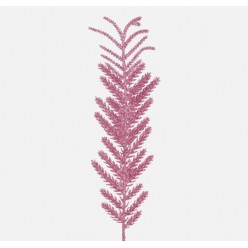 Лист папоротника  с блестками цветок искусственный розовый 33см