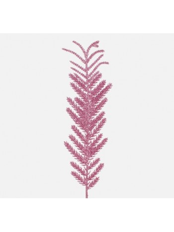 Лист папоротника  с блестками цветок искусственный розовый 33см