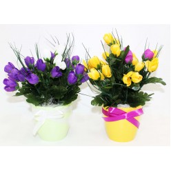Композиция искусственная "Крокус мини" в горшке микс Композиция искусственная "Крокус мини" в горшке микс