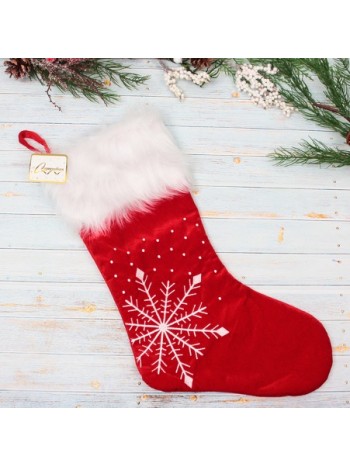 Носок новогодний "Снежинка" 46*22 см, красный 201-3611
