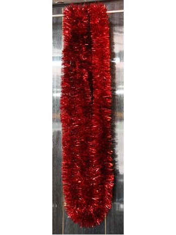 Мишура еловая густая 6м 70 мм красная